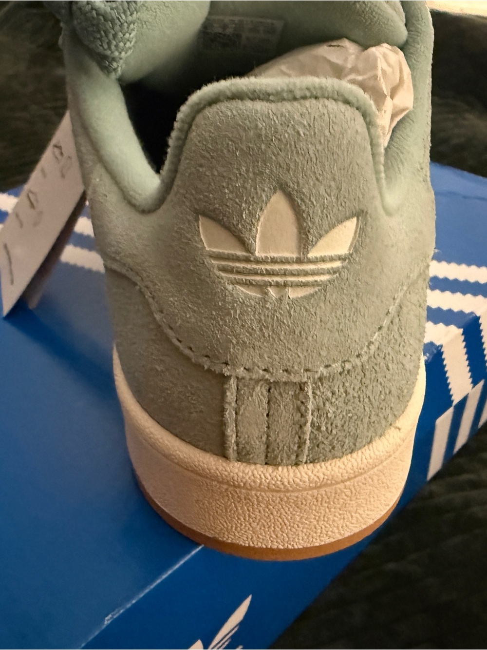 NWT! adidas womens Suede Sneaker in Mint Green & cream cool color - Picture 4 of 5